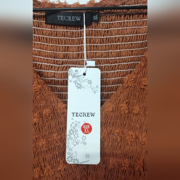 NWT Tecrew Flowy Chiffon Swing Beach Dress Womens L Orange Coastal Vacation - Picture 9 of 10